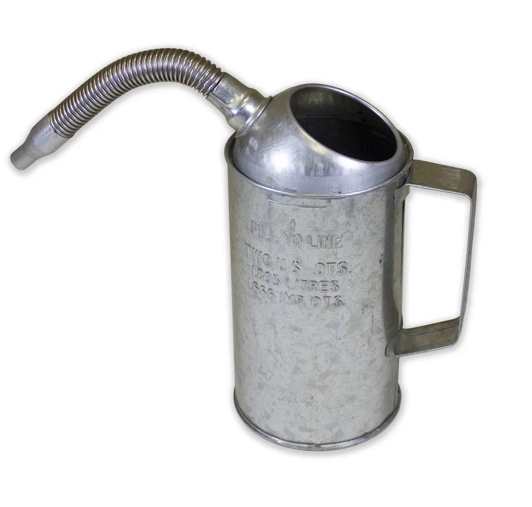 94486 – WIRTHCO Measure And Pour Bottle, 2 Quart Measuring Capacity Silver Galvanized Steel With Flexible Spout
